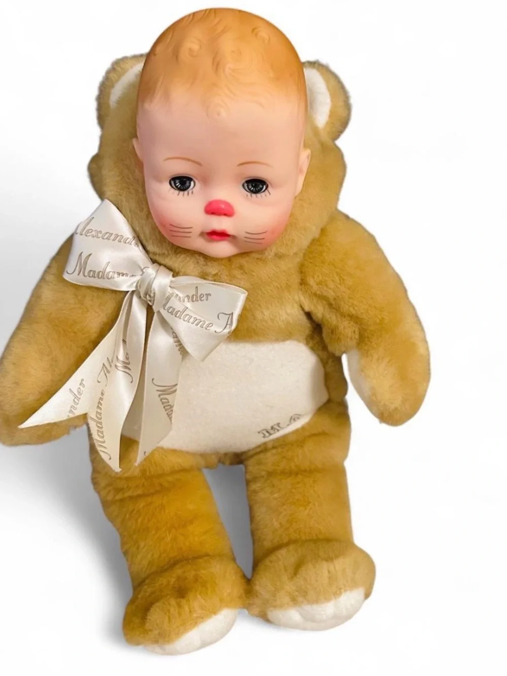 Madame Alexander Hug Me Teddy Plush Stuffed Bear Doll Tan/White Vintage 1990